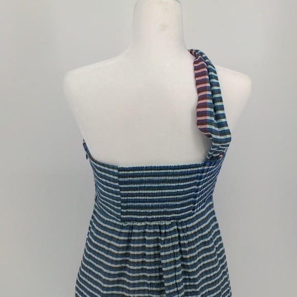 Maeve Anthropologie Waverly Gingham Plaid Blue Purple One Shoulder Dress Size 8 - Picture 11 of 15